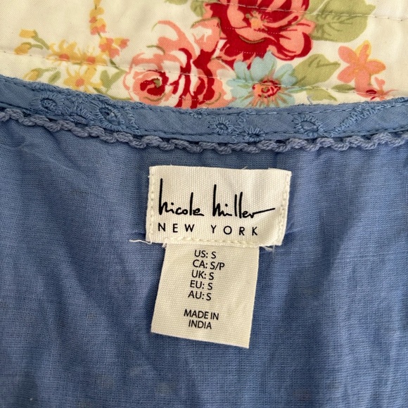 Nicole Miller blue eyelet dress size S petit - Picture 4 of 4